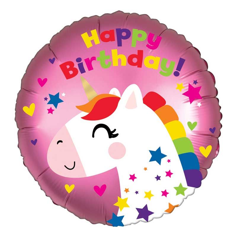 18in SATIN UNICORN BIRTHDAY FOIL BALLOON