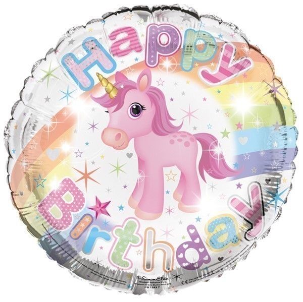18IN HAPPY B/DAY UNICORN FOIL BALLOON