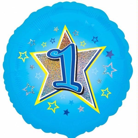 18IN 1ST BIRTHDAY BLUE STARS FOIL