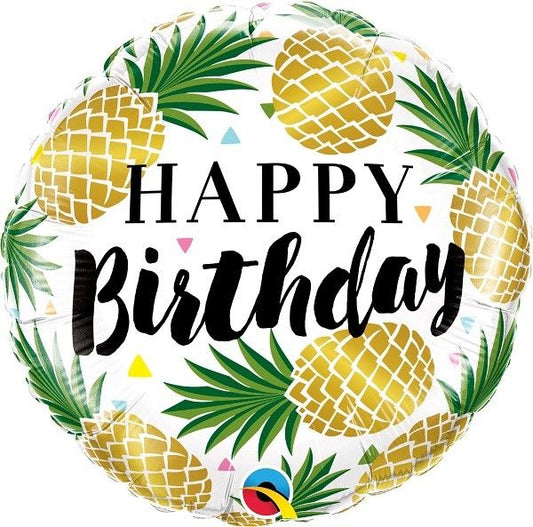 18IN B/DAY GOLDEN PINEAPPLES FOIL BALLOON