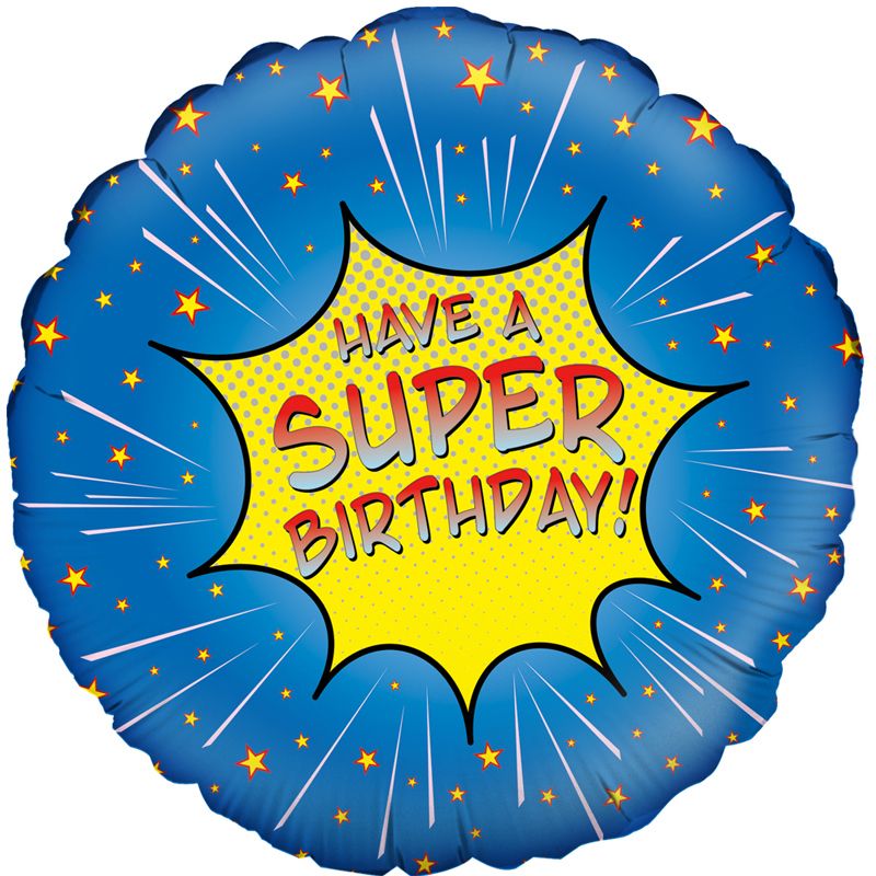 18in SUPER BIRTHDAY BLUE FOIL BALLOON