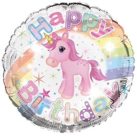 18IN HAPPY B/DAY UNICORN FOIL BALLOON